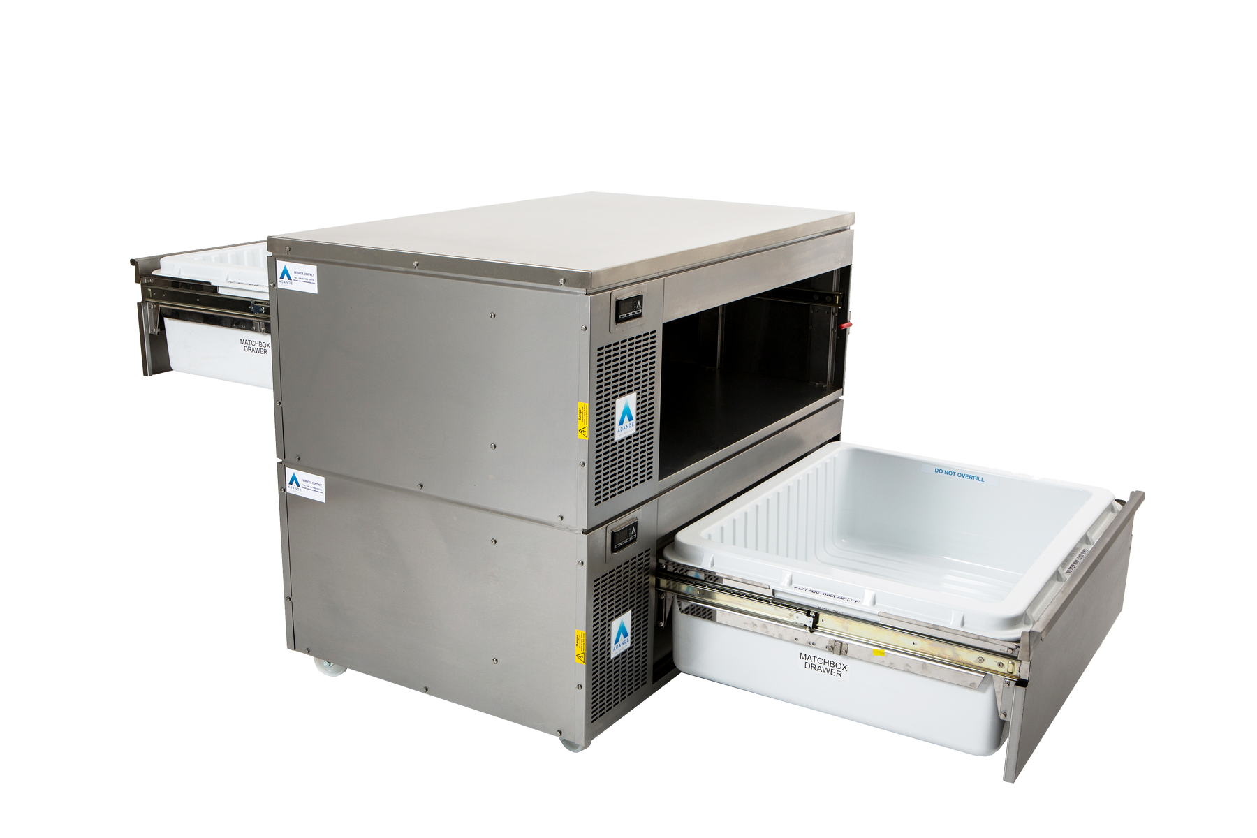 Adande VCM2.CW - Double Dual Temperature Matchbox Drawers - Standard Castor / Solid Work Top