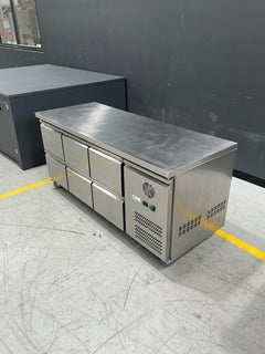 FED-X - XUB7C18S3D - 417L Six-Door Bench Fridge with Drawers