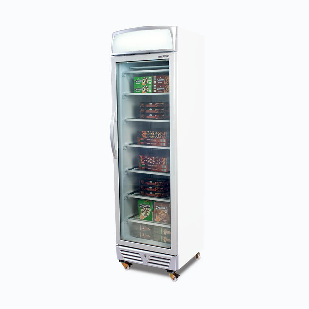 Bromic Upright Display Freezer with Lightbox Flat Glass Door 300L UF0374LS-NR