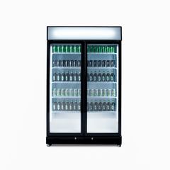 Upright Display Fridge – 885L – 2 Doors – Flat Glass – Black