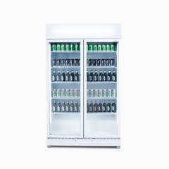 Upright Display Fridge – 885L – 2 Doors – Flat Glass – White