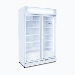 Upright Display Fridge – 885L – 2 Doors – Flat Glass – White