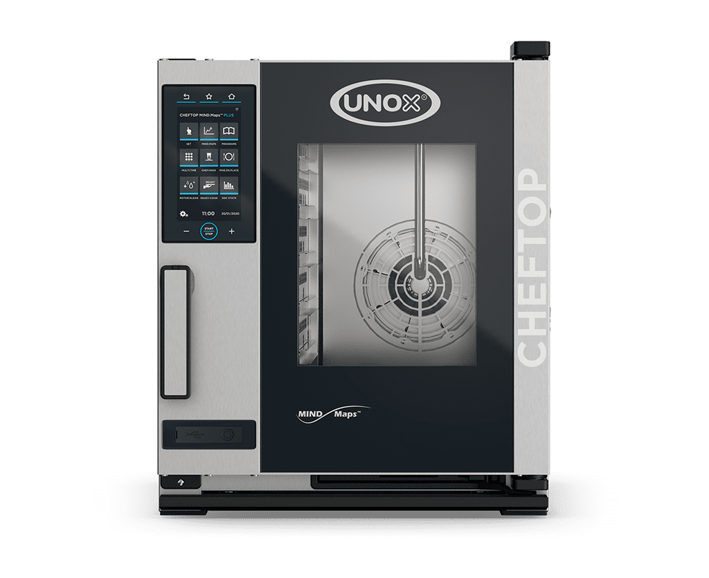 UNOX XECC-0513-EPLM-MS CHEFTOP MIND.Maps™ PLUS COMPACT Countertop Combi Oven 5 GN 1/1 trays Electric Left-Opening Door