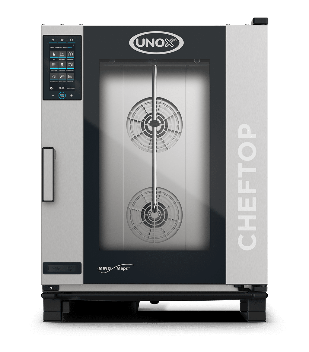 UNOX XEVC-1011-GPLM-MS CHEFTOP MIND.Maps PLUS Combi Steamer 10 Tray GN 1/1 Gas Hinged Right