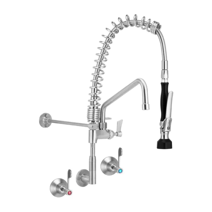 Compact Stainless Steel Wall Stops And Elbow Pre Rinse Unit With 12" Pot Filler - T-3M53822-C