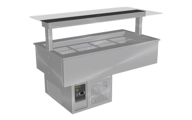 Culinaire - CR.CWCF.U.GSF.4 - Under Bench Refrigerated Counter Line Self Contained Cold Well With Flat Glass Gantry -  4 Module