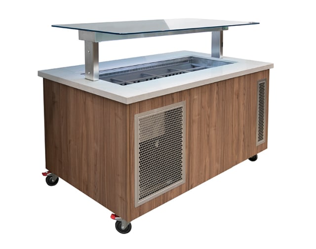 Culinaire - CR.IBGJ.CWCF.U.GSF.4 - Mobile Refrigerated Island Buffet - Stone Top and Joinery Panels  4 Module