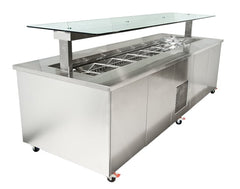 Culinaire - CR.IBSS.CWCF.U.GSF.4 - Mobile Refrigerated Island Buffet - Stainless Top and Stainless Steel Panels -  4 Module