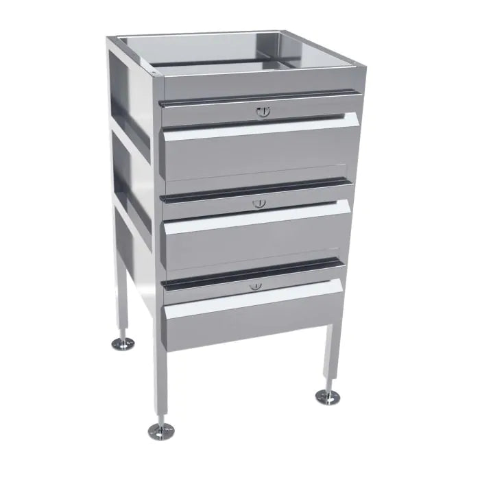 Lockable Freestanding Stainless Steel Drawer Unit (3 drawers) - AB-3DRAW-L