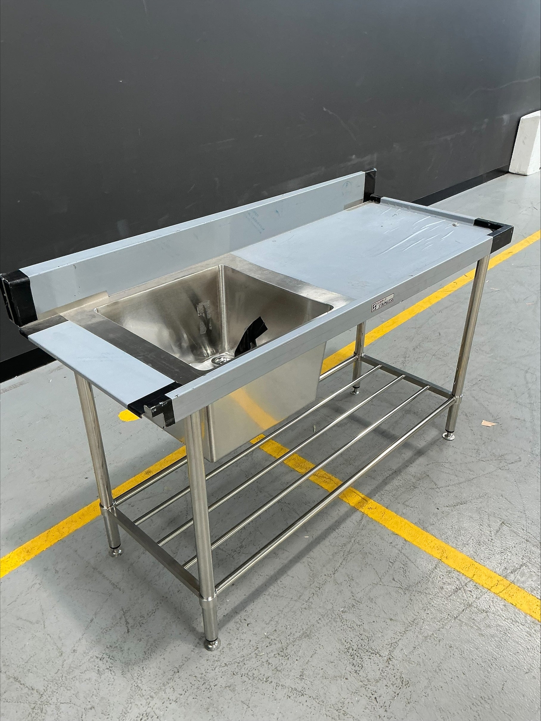 Simply Stainless Sink Bench with Splashback SS05.1500.L