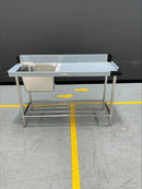 Simply Stainless Sink Bench with Splashback SS05.1500.L