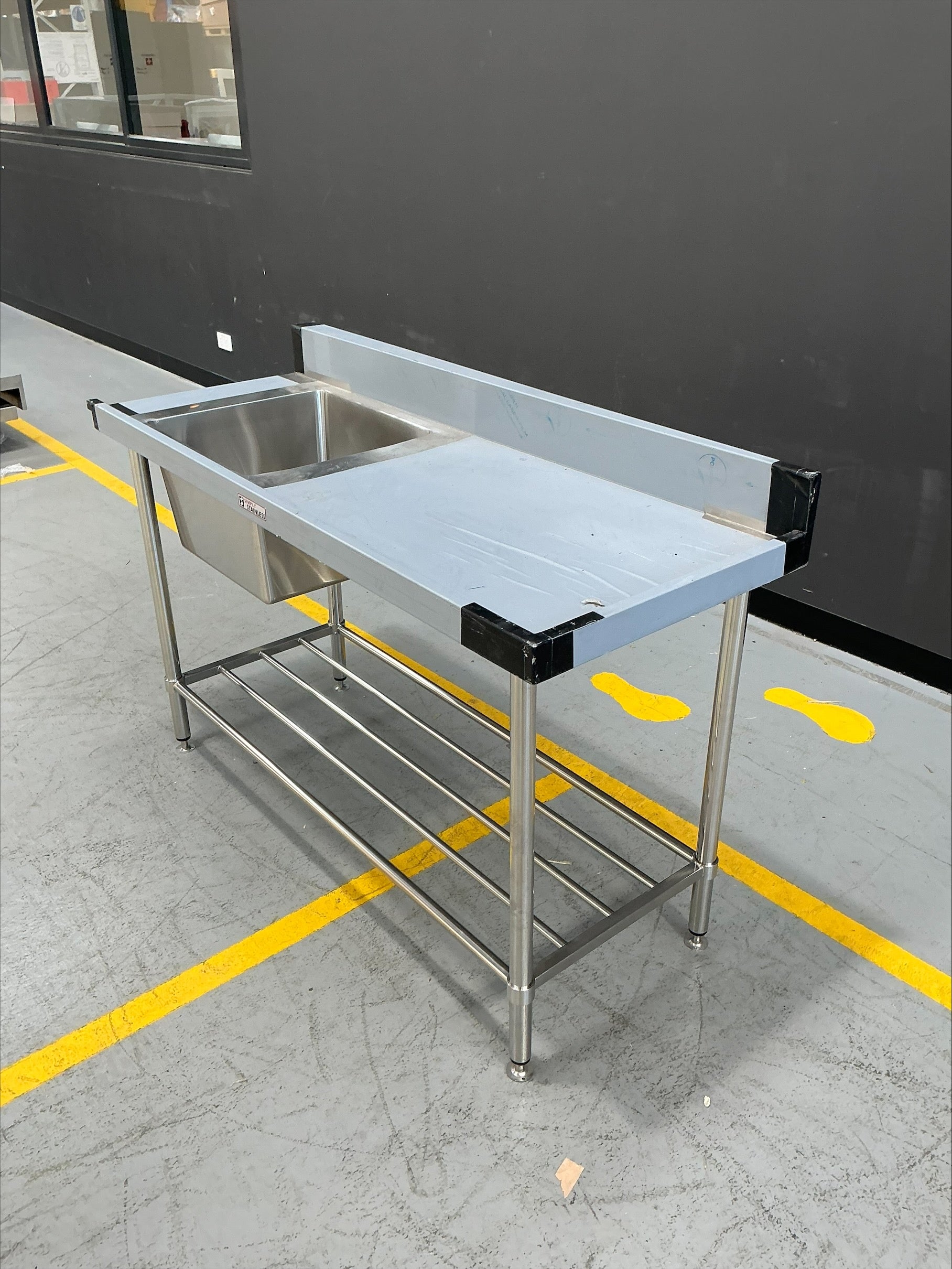Simply Stainless Sink Bench with Splashback SS05.1500.L
