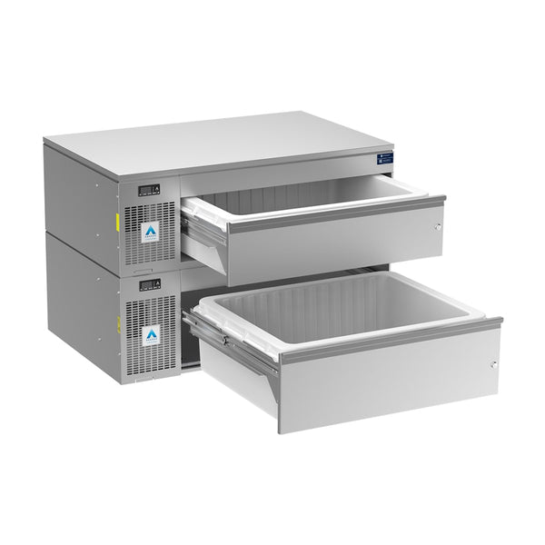 Adande VNS2.PT - Combination Standard/Slimline Dual Temperature Drawers - Standard Castor / Cover Top