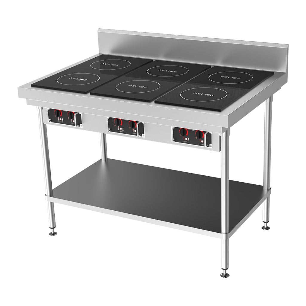 CookTek HRD.9500.FB35.4.1200 Helios Freestanding Bench with Drop-In Dual Hob Induction Cooktops 1200mm 32A