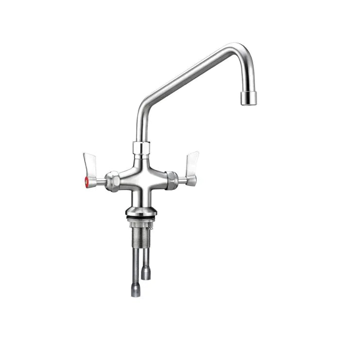 Stainless Steel Dual Bench Mount Tap Body with 12" Spout - T-3MDH12
