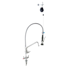 Stainless Steel Line Retractor Dual Hob Mounted Pre Rinse Unit With12" Pot Filler - T-3M53512