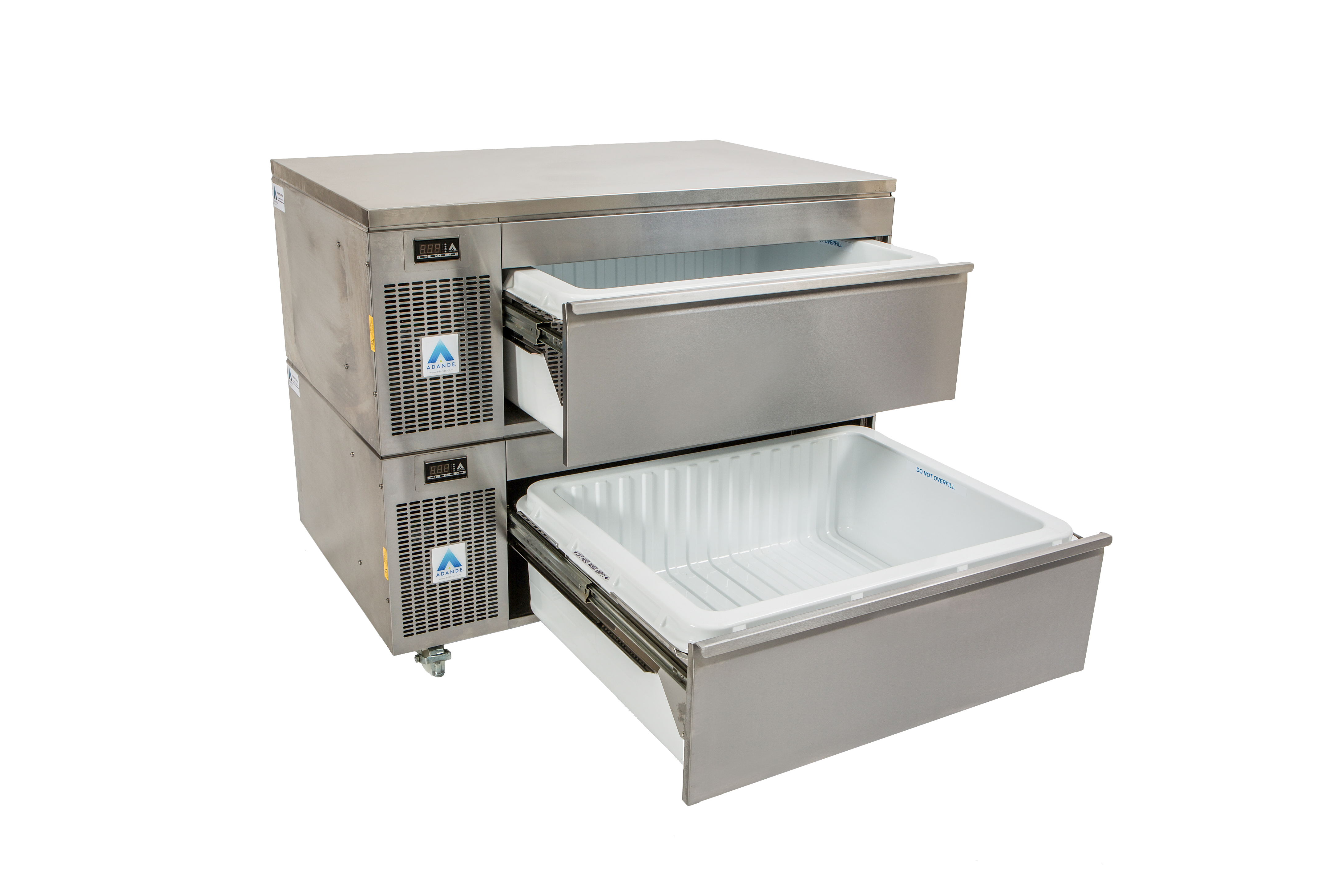 Adande VCS2.PT - Double Dual Temperature Drawer - Standard Castor / Solid Work Top