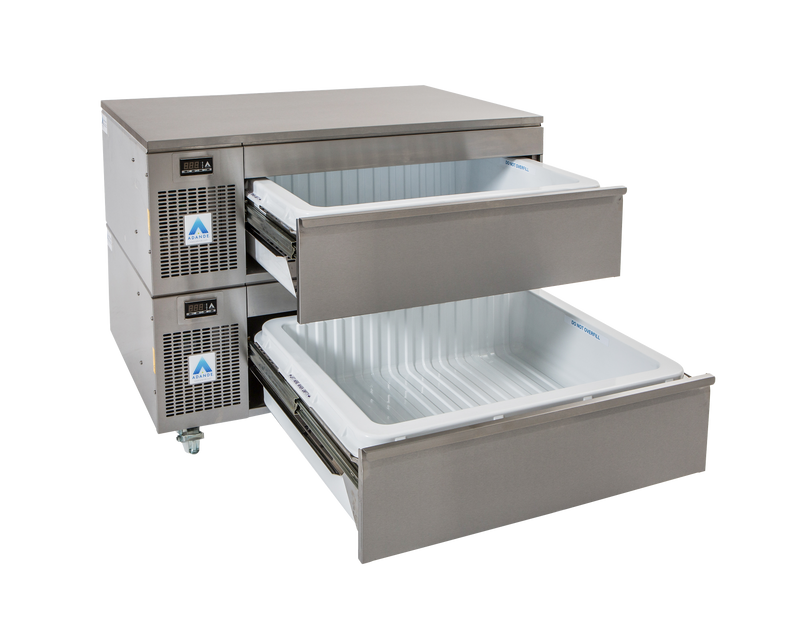 Adande VLS2.CT - Double Slimline Dual Temperature Drawer - Standard Castor / Cover Top
