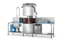 Hobart PROFI AMXXL hood dishwasher in representative bakery wash-up installation; tables and pre-rinse unit not included