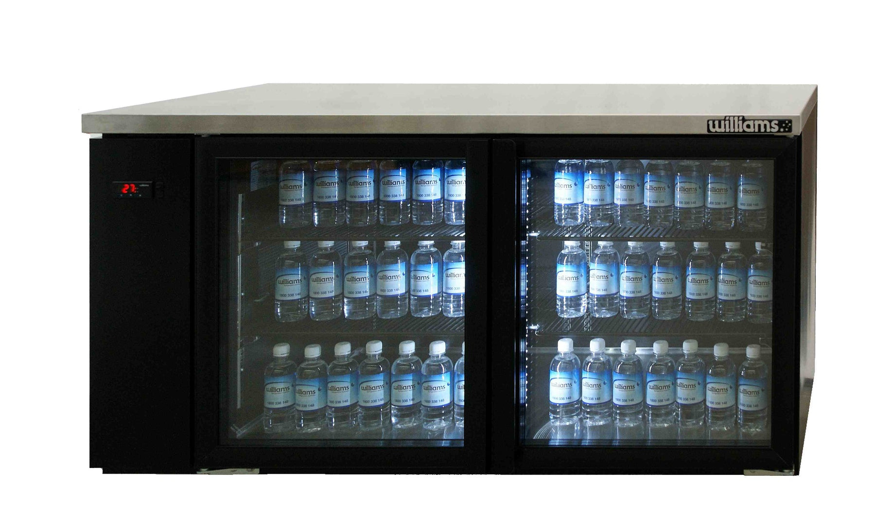 Williams Boronia - Two Door Black Colorbond Remote Back Bar Counter Display Refrigerator