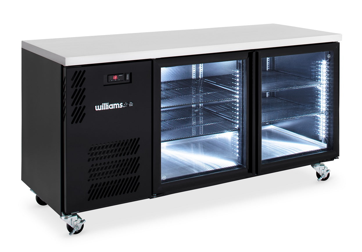 Williams Boronia - Two Door Black Colorbond Under Counter Display Refrigerator