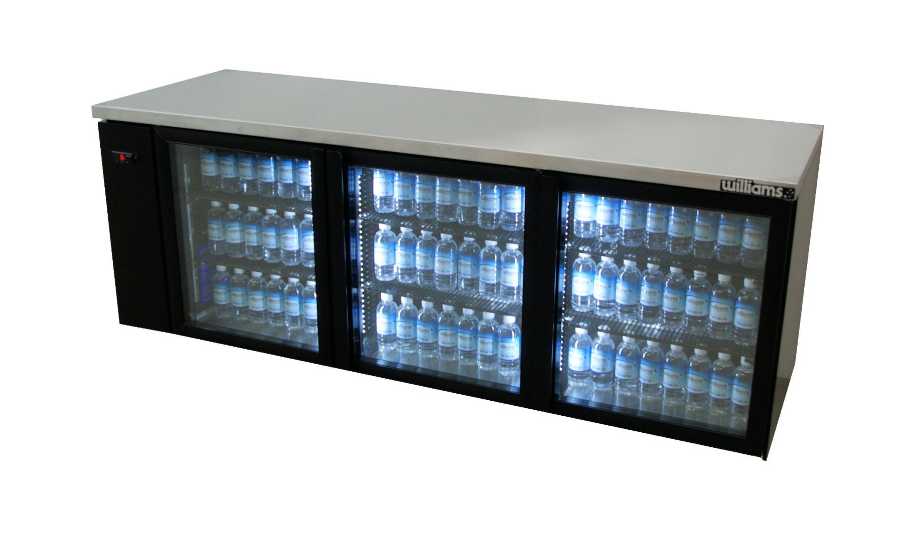 Williams Boronia - Three Door Black Colorbond Remote Back Bar Counter Display Refrigerator
