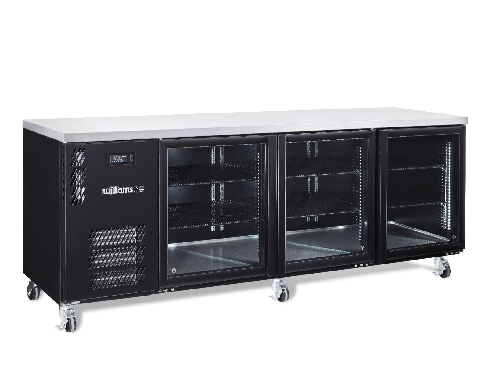 Williams Boronia - Three Door Black Colorbond Under Counter Display Refrigerator