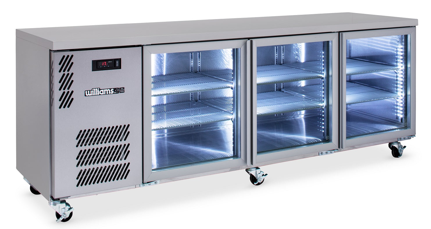 Williams Boronia - Three Door Stainless Steel Under Counter Display Refrigerator