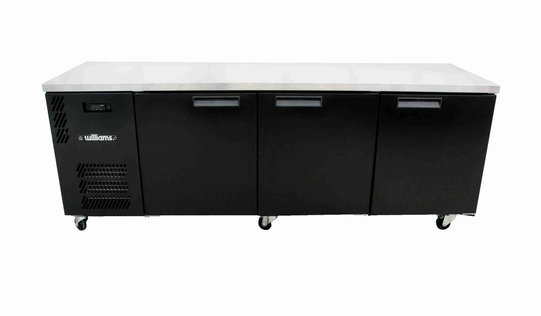 Williams Boronia - Three Door Black Colorbond Remote Back Bar Counter Display Refrigerator