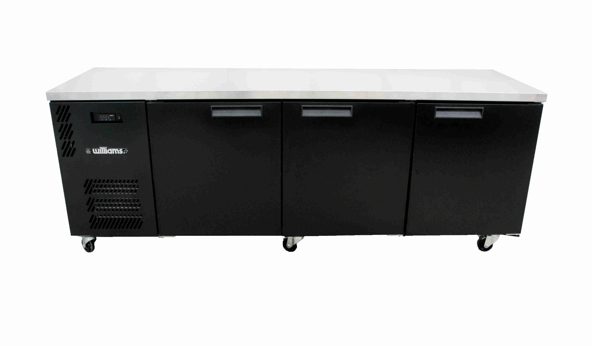 Williams Boronia - Three Door Black Colorbond Remote Back Bar Counter Display Refrigerator