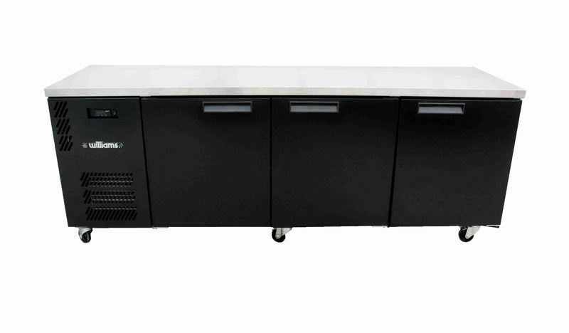 Williams Boronia - Three Door Black Colorbond Under Counter Display Refrigerator