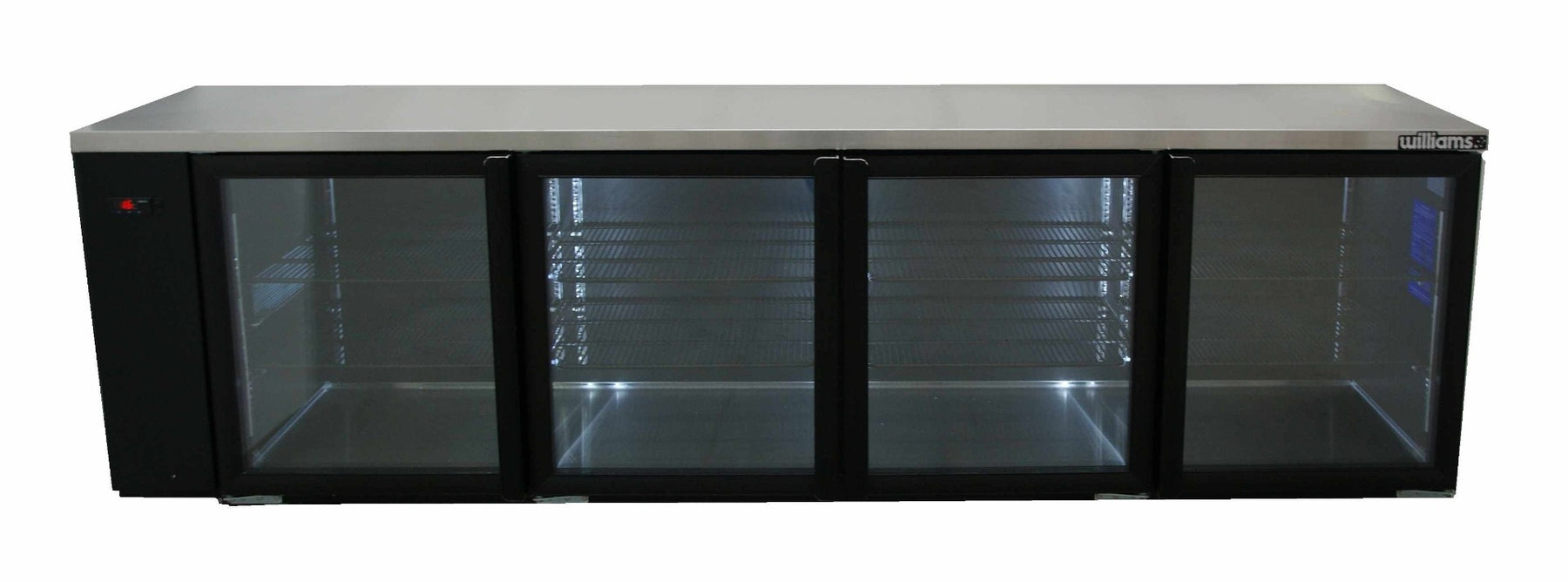 Williams Boronia - Four Door Black Colorbond Remote Back Bar Counter Display Refrigerator