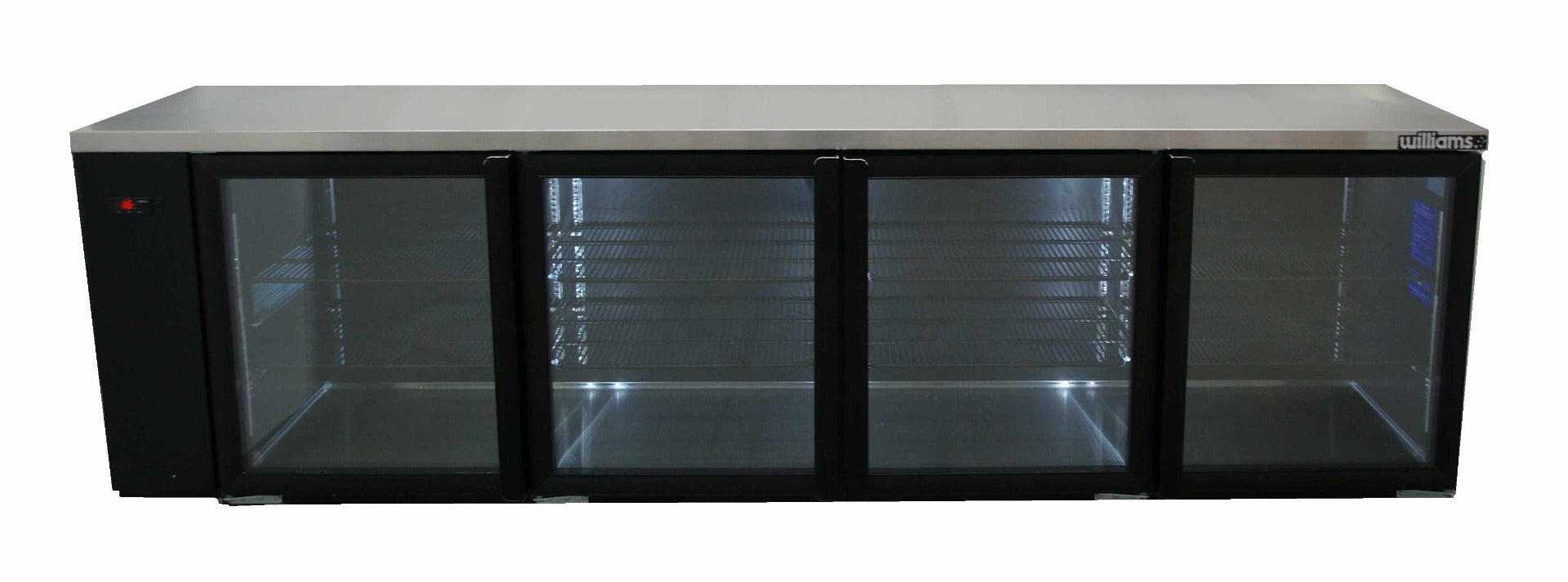 Williams Boronia - Four Door Black Colorbond Remote Back Bar Counter Display Refrigerator
