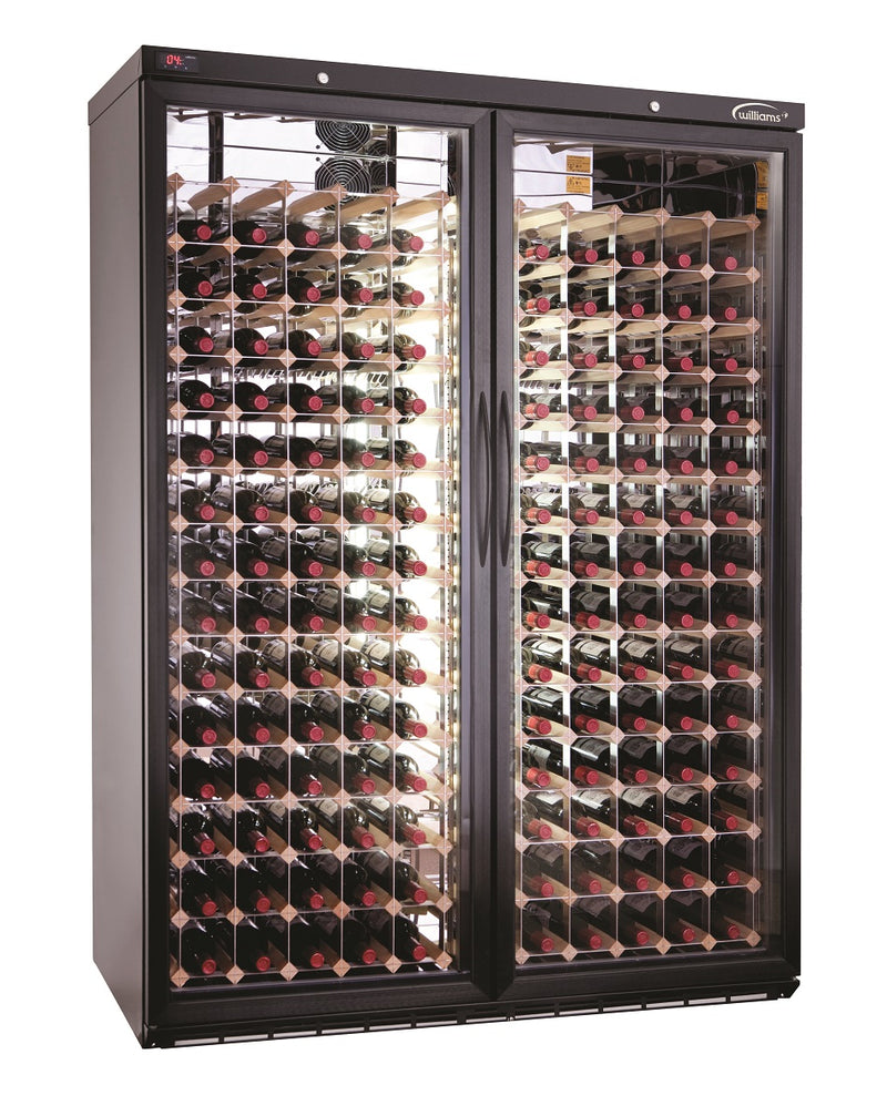 Williams Wine Cabinet - Two Door Black Upright Wine Display Refrigerator