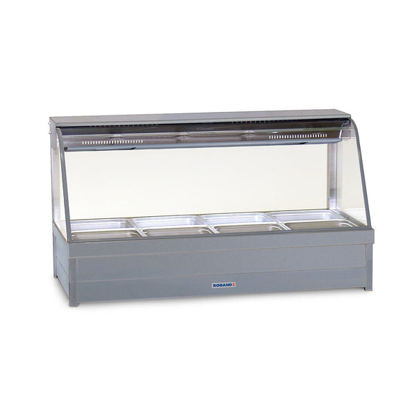 Roband - C22- Curved Glass Hot Food Display Bar - Bain Marie -  4 pans double row