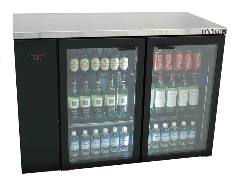 Williams Cameo - Two Door Black Colorbond Remote Back Bar Counter Display Refrigerator