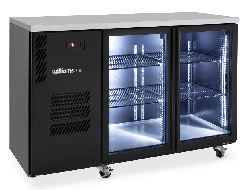 Williams Cameo - Two Door Black Colorbond Under Counter Display Refrigerator