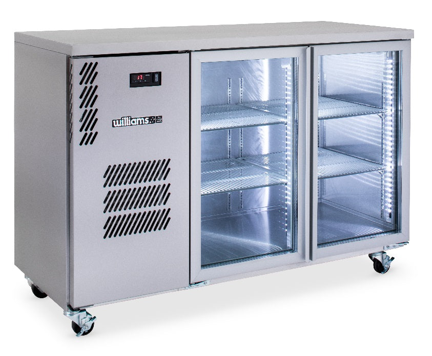 Williams Cameo - Two Door Stainless Steel Under Counter Display Refrigerator