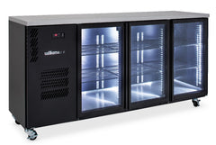 Williams Cameo - Three Door Black Colorbond Under Counter Display Refrigerator