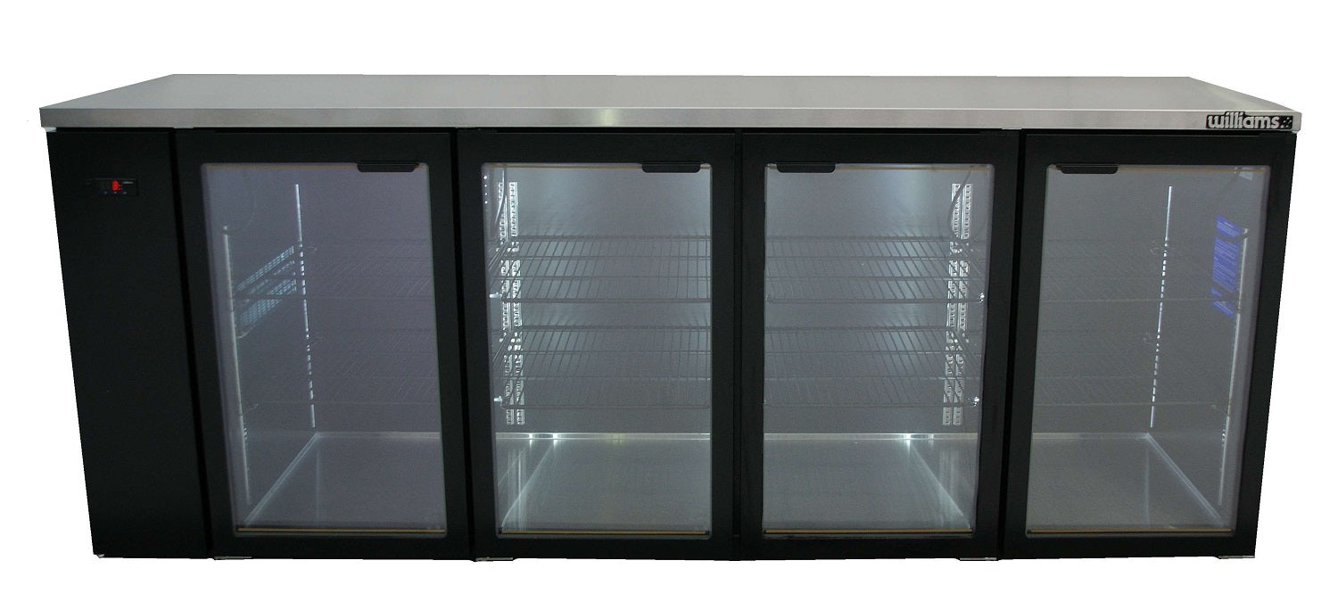 Williams Cameo - Four Door Black Colorbond Remote Back Bar Counter Display Refrigerator