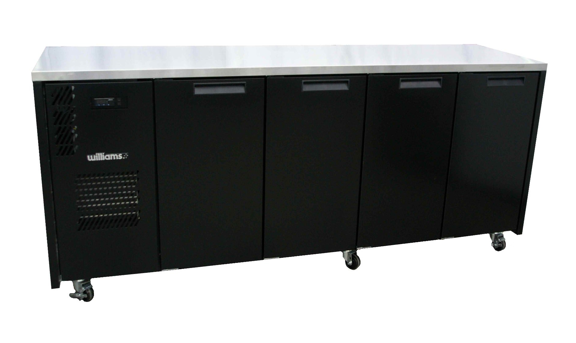 Williams Cameo - Four Door Black Colorbond Under Counter Display Refrigerator