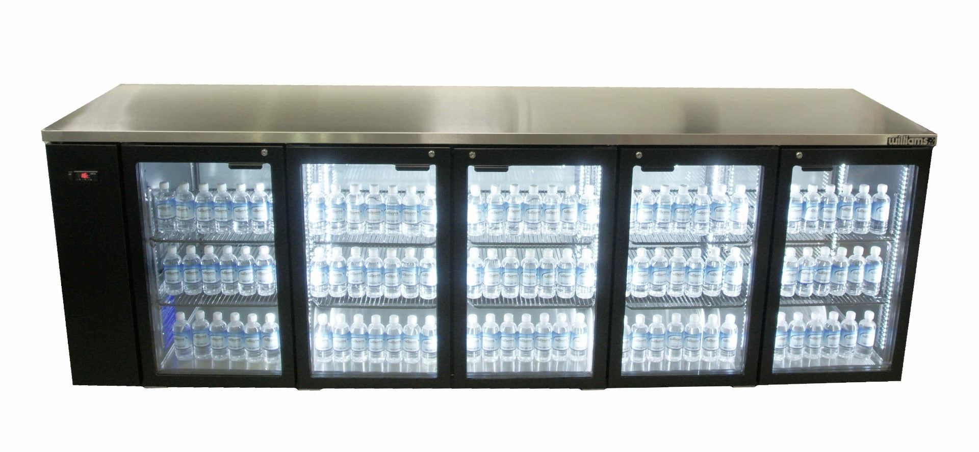 Williams Cameo - Five Door Black Colorbond Remote Back Bar Counter Display Refrigerator