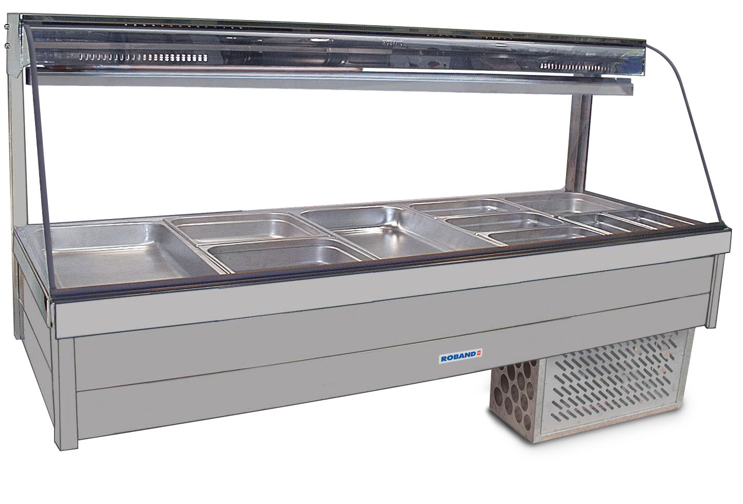 Roband - CFX23RD- Curved Glass Refrigerated Display Bar - Bain Marie - Piped and Foamed only (no motor) -  6 pans