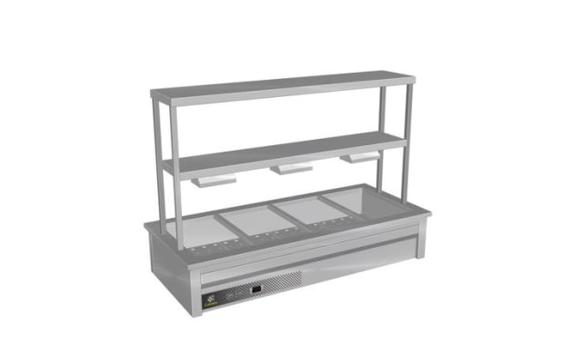 Culinaire - CH.BM.D.GDB.6 - Drop In Bain Marie with Double Gantry & Heat Lamps to Bottom Shelf -  6 Module