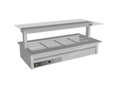 Culinaire - CH.BMC.D.GSF.4 - Drop In Counter Line Bain Marie with Flat Glass Gantry - Stainless Steel Fixings -  4 Module