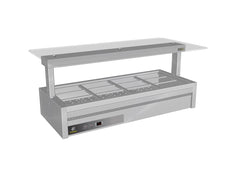 Culinaire - CH.BMC.U.GSF.4 - Under Bench Counter Line Bain Marie With Flat Glass Gantry - Stainless Steel Fixings -  4 Module