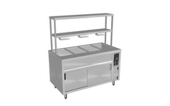 Culinaire - CH.BMH.I.GDD.3 - Island Bain Marie with Double Gantry & Heat Lamps to Bottom & Top Shelves -  3 Module