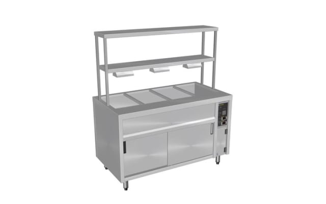 Culinaire - CH.BMH.I.GDD.8 - Island Bain Marie with Double Gantry & Heat Lamps to Bottom & Top Shelves -  8 Module