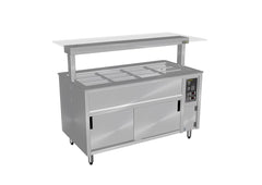 Culinaire - CH.BMHC.U.GSF.8 - Under Bench Counter Line Bain Marie Hot Cupboard With Flat Glass Gantry - Stainless Steel -  8 Module