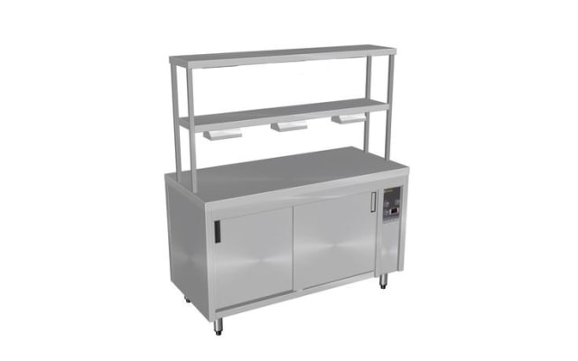 Culinaire - CH.HC.I.GDB.6 - Island Hot Cupboard with Double Gantry and Heat Lamps to Bottom Shelf -  6 Module